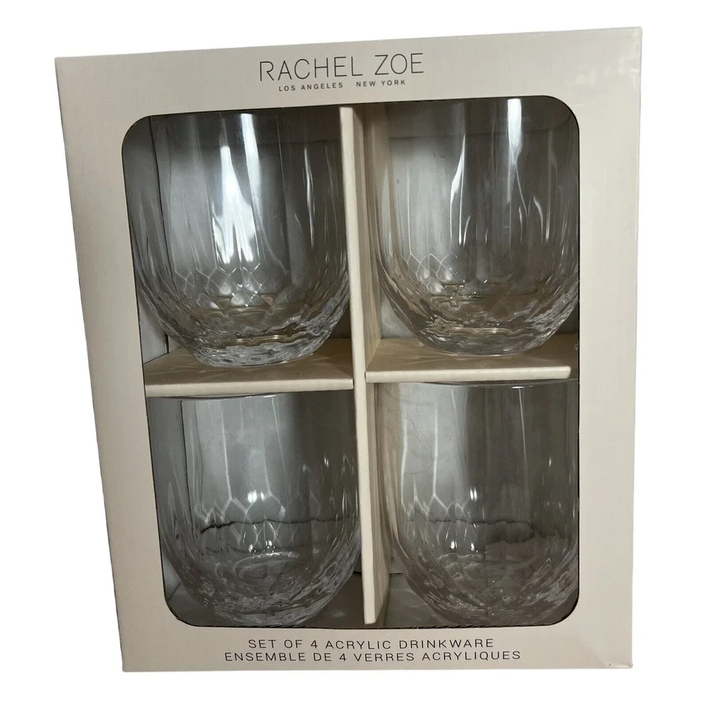 Rachel Zoe Set Of 4 Acrylic Drinkware 14.5 Oz Indoor/Outdoor Brand New